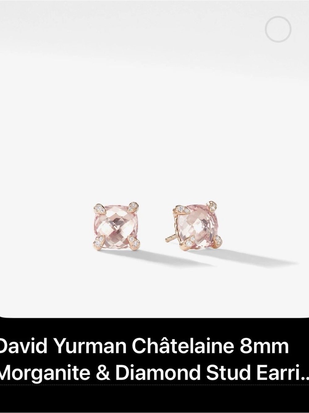 David Yurman Rose Gold Pink Morganite and Diamond Stud Earrings